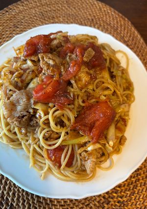キャベツとトマトの麻婆ソーススパ-レシピのメイン写真