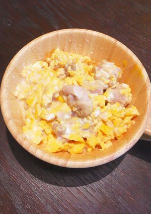 【離乳食】ぷりぷり鶏肉のたまご豆腐とじ-レシピのメイン写真