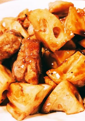 豚肉とれんこんの黒酢炒め-レシピのメイン写真