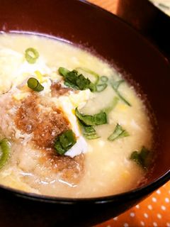 リメイク★簡単!【豚カツのかき玉味噌汁】-レシピのメイン写真