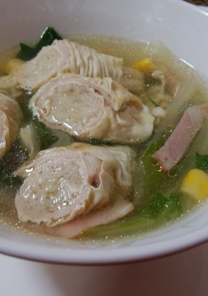 豚肉とえのきたけの湯葉巻きスープ-レシピのメイン写真