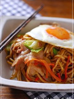 和風カレー焼きそば-レシピのメイン写真