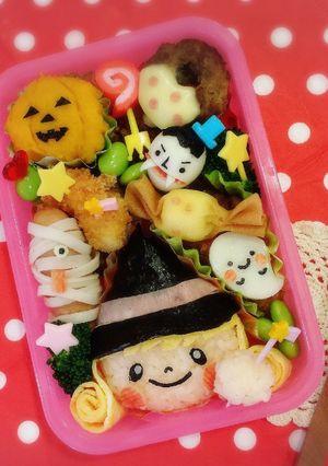 ハロウィンキャラ弁　まねっこ魔女　-レシピのメイン写真