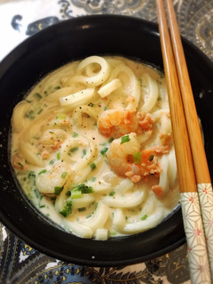 海老と鮭のクリーミーうどん-レシピのメイン写真
