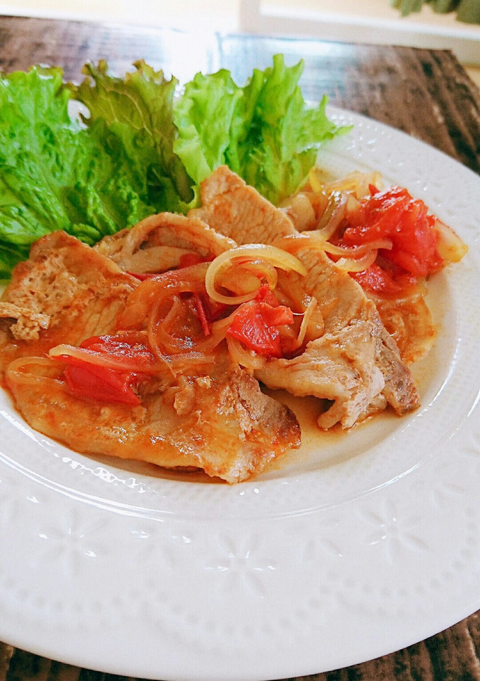 楽うま♡"トマトと豚肉のしょうが焼き-レシピのメイン写真
