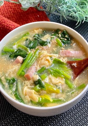 ほうれん草とベーコンのとろたまスープ-レシピのメイン写真