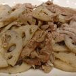 レンコンと豚肉のり塩炒め