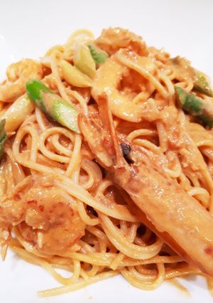 簡単♪えびのトマトクリームスパゲッティー-レシピのメイン写真