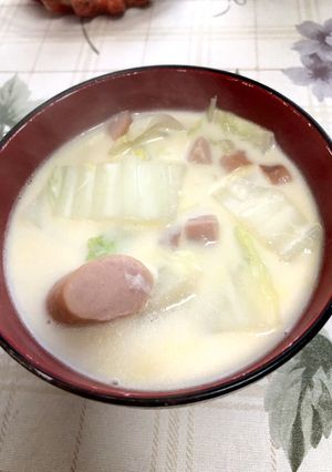 簡単☆白菜とソーセージのミルクスープ☆-レシピのメイン写真