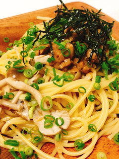 一人暮らしの簡単納豆きのこパスタ-レシピのメイン写真