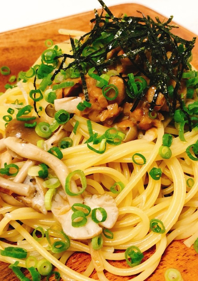 一人暮らしの簡単納豆きのこパスタ-レシピのメイン写真