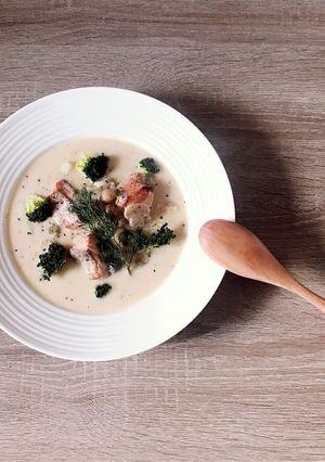 糖質制限 ☆ 秋鮭とビーンズの豆乳スープ-レシピのメイン写真