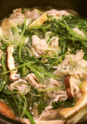 美味出汁で食べる豚バラ豆苗鍋-レシピのメイン写真