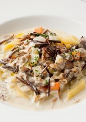 エゾユキノシタのクリームスープパスタ-レシピのメイン写真