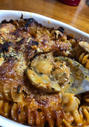 ベビーホタテと全粒粉パスタのグラタン-レシピのメイン写真