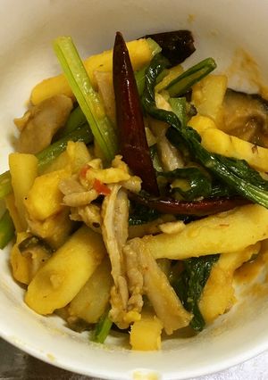 さつまいもと鶏肉の唐辛子炒め-レシピのメイン写真