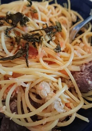 酢キャベツと牛肉のタラコスパゲッティ-レシピのメイン写真
