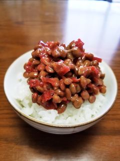 ☆カリカリ梅干し入り♪納豆ご飯☆-レシピのメイン写真