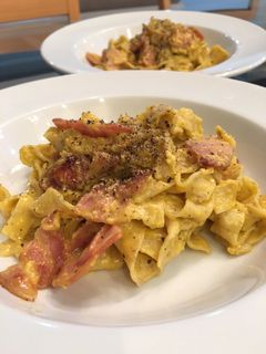 生のパスタでカルボナーラ!-レシピのメイン写真