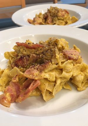 生のパスタでカルボナーラ！-レシピのメイン写真
