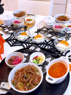 牛肉入りきんぴら丼 ミネストローネ朝食-レシピのメイン写真