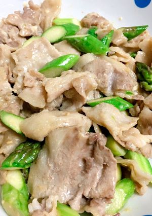 アスパラと豚肉のマヨ炒め-レシピのメイン写真