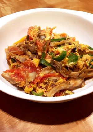 トマト舞茸ピーマンのカラフル野菜炒め-レシピのメイン写真