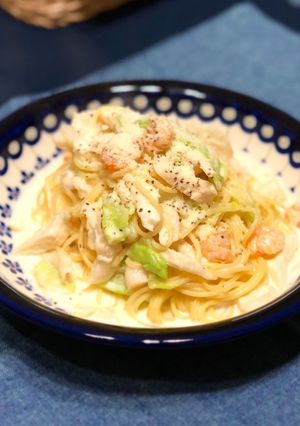 白舞茸とシーフードのクリームパスタ-レシピのメイン写真