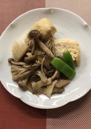 白菜と鶏ひき肉の重ね蒸しキノコあんかけ-レシピのメイン写真