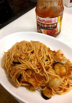 糖質0麺で茄子とトマトのガーリックパスタ-レシピのメイン写真