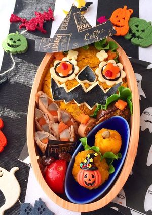 おばけかぼちゃ おにぎり弁当 詰め方-レシピのメイン写真