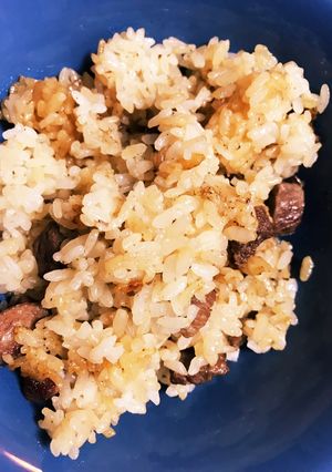 半額の牛かたまりはステーキ入バターライス-レシピのメイン写真