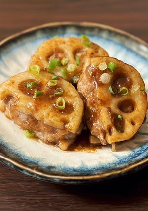 あと一品に!蓮根のはさみ焼き〜甘酢だれ〜-レシピのメイン写真