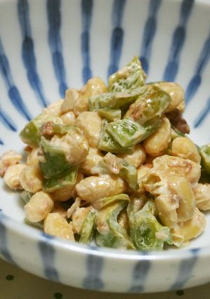 ピーマンと大豆の梅マヨネーズ和え♪-レシピのメイン写真