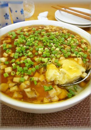 レンジで♪ふんわり卵のきのこ甘酢あんかけ-レシピのメイン写真