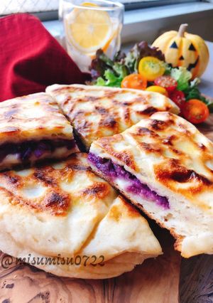 紫芋で古代小麦の焼き芋チーズナン(動画有-レシピのメイン写真