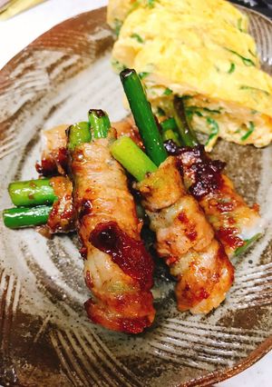 簡単✩ニンニクの芽の豚肉巻き✩-レシピのメイン写真