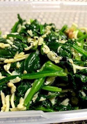 包丁もまな板いらず☆ほうれん草シラス炒め-レシピのメイン写真