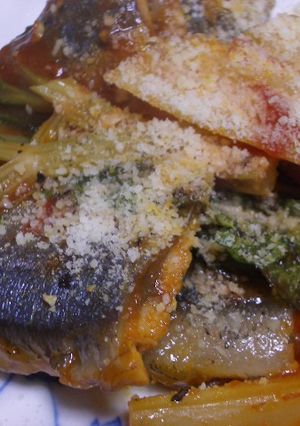 さんまとセロリ♪白ワイン&ケチャップ煮-レシピのメイン写真