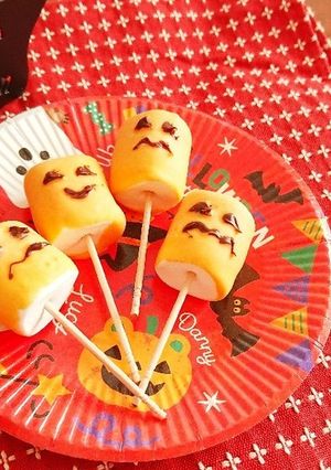 ハロウィンに♥️かぼちゃおばけマシュマロ-レシピのメイン写真