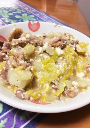 余り物で！豚こまと白菜の胡麻味噌炒め-レシピのメイン写真