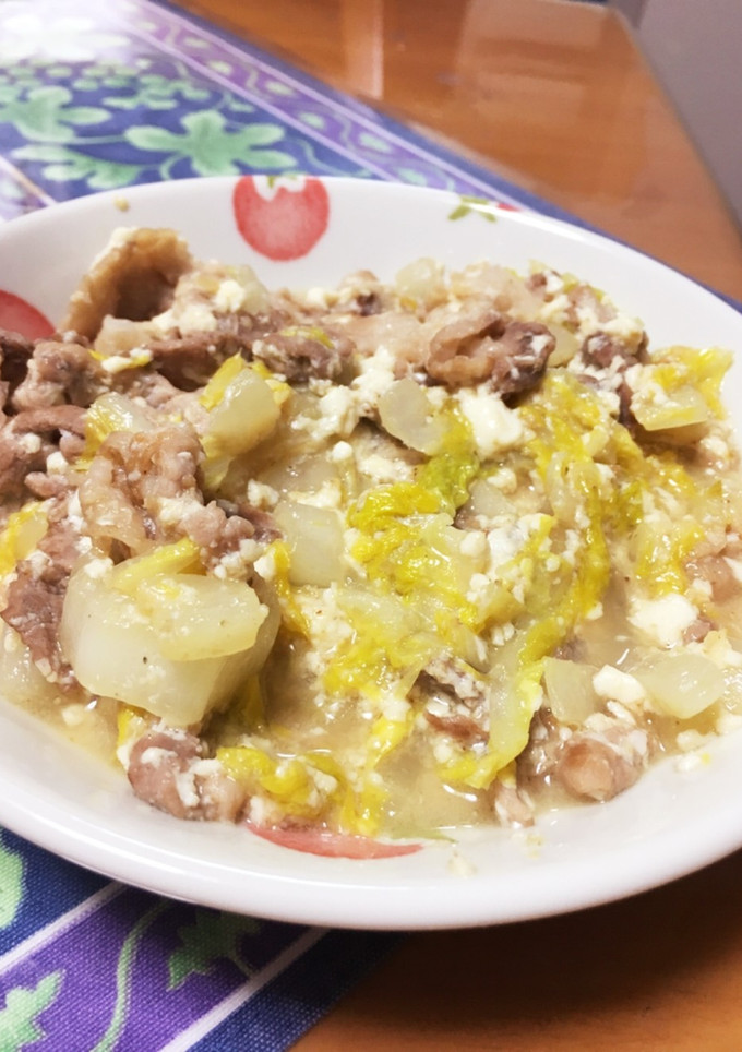 余り物で！豚こまと白菜の胡麻味噌炒め-レシピのメイン写真