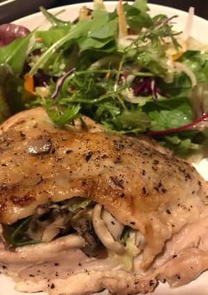 キノコぎゅうぎゅうチキンステーキ-レシピのメイン写真