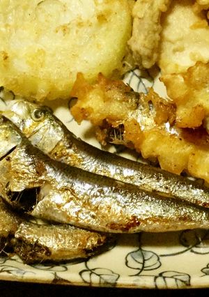 雑な男料理：めざしのオリーブオイル炒め！-レシピのメイン写真