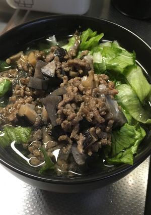 そぼろとレタスのスープご飯-レシピのメイン写真