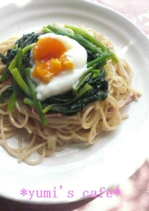 ♡ほうれん草の巣ごもりスパゲッティー♡-レシピのメイン写真
