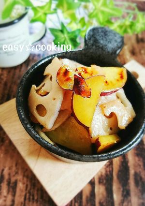 サツマイモとれんこんの塩バターきんぴら-レシピのメイン写真