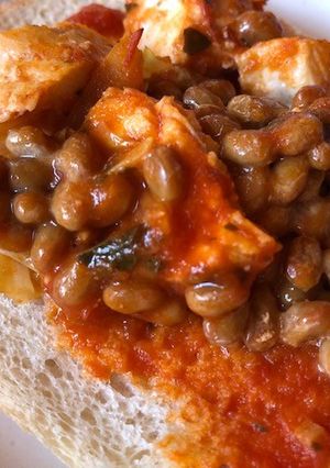 納豆とサラダチキンのトマトソースパン-レシピのメイン写真