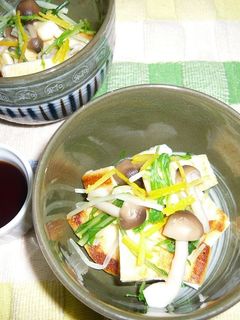 焼き油揚げと水菜・しめじのポン酢和え-レシピのメイン写真