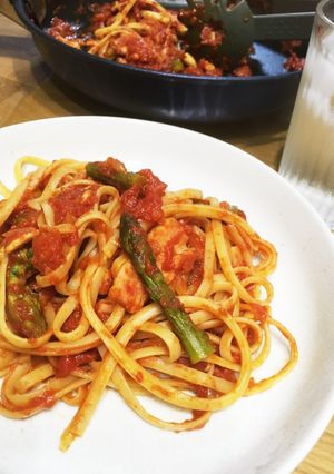 簡単☆アスパラとベーコンのトマトソース-レシピのメイン写真